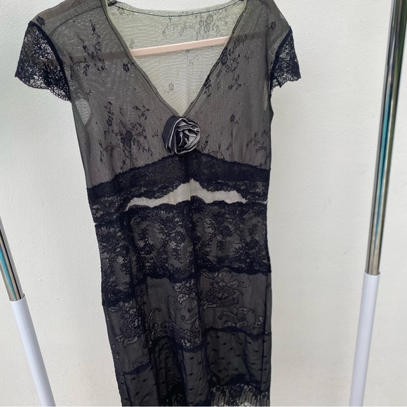 Dresses & Skirts - Y2K Euro Whimsygoth Black Mesh & Lace Dress Size Medium